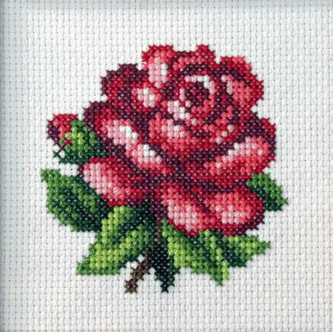 Red Rose Printed Cross Stitch Kit by Orchidea Instant Buy
