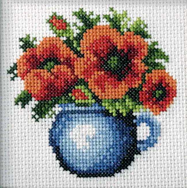 High Quality Poppies Printed Cross Stitch Kit by Orchidea