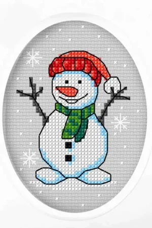 Snowman Cross Stitch Christmas Card Kit by Orchidea Special Discount
