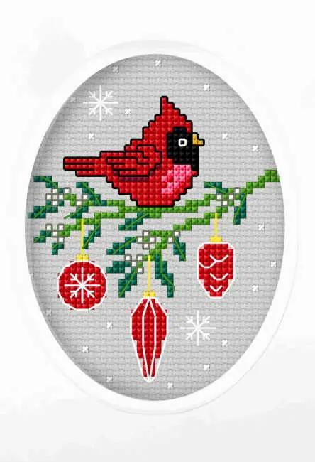 Handmade Cardinal Cross Stitch Christmas Card Kit by Orchidea