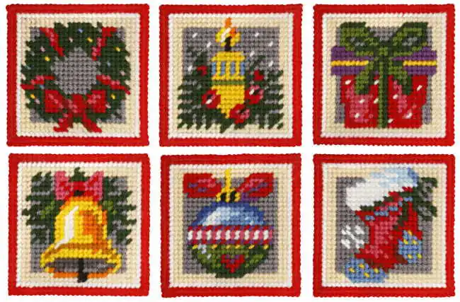 Authentic Christmas Motif Coasters Counted Tapestry Kit by Orchidea