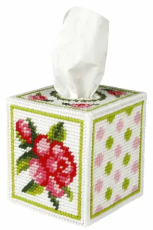 Rose Tissue Box Cover Counted Tapestry Kit by Orchidea Fast Shipping