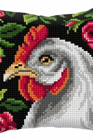 Top Pick Hen Printed Cross Stitch Cushion Kit by Orchidea