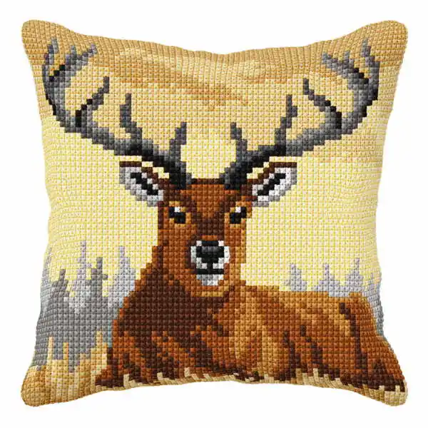 Grab Now Stag Printed Cross Stitch Cushion Kit by Orchidea