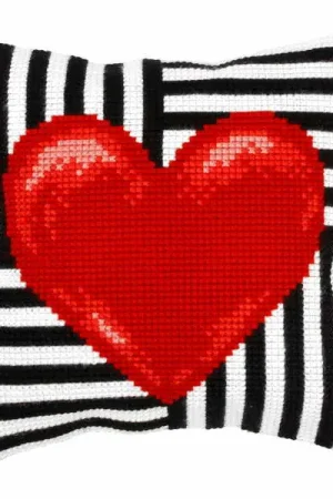 Same Day Shipping Red Heart Printed Cross Stitch Cushion Kit by Orchidea