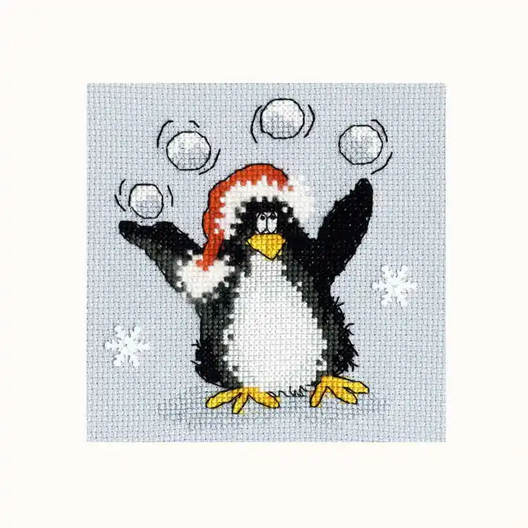 PPP Playing Snowballs Cross Stitch Christmas Card Kit by Bothy Threads Hassle-Free Returns