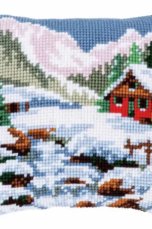 Winter Scenery Printed Cross Stitch Cushion Kit by Vervaco Bulk Order