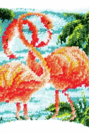Buy Today Flamingos Latch Hook Cushion Kit By Vervaco