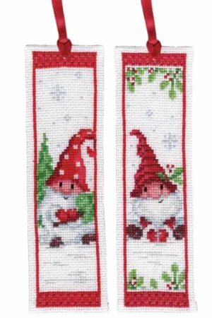 Christmas Gnomes Bookmark Cross Stitch Kit By Vervaco Brand New