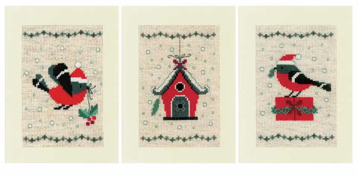 Best Choice Christmas Bird and House Cross Stitch Christmas Card Kit By Vervaco