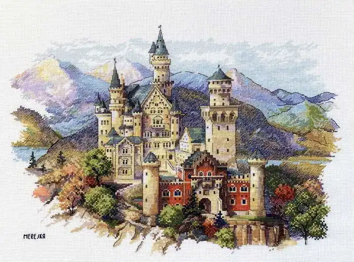 Save Now Neuschwanstein Castle Cross Stitch Kit by Merejka