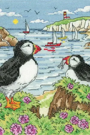 Puffin Shore Cross Stitch Kit by Heritage Crafts Warranty Included