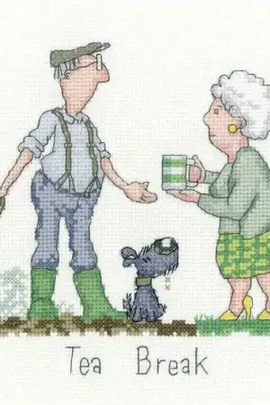 Genuine Tea Break Cross Stitch Kit by Heritage Crafts
