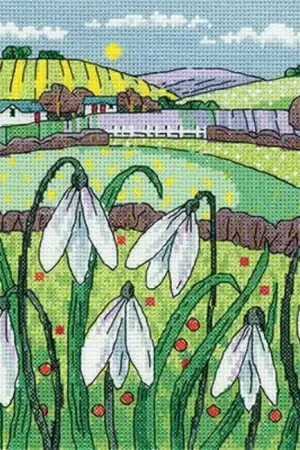 Snowdrop Landscape Cross Stitch Kit by Heritage Crafts While Supplies Last