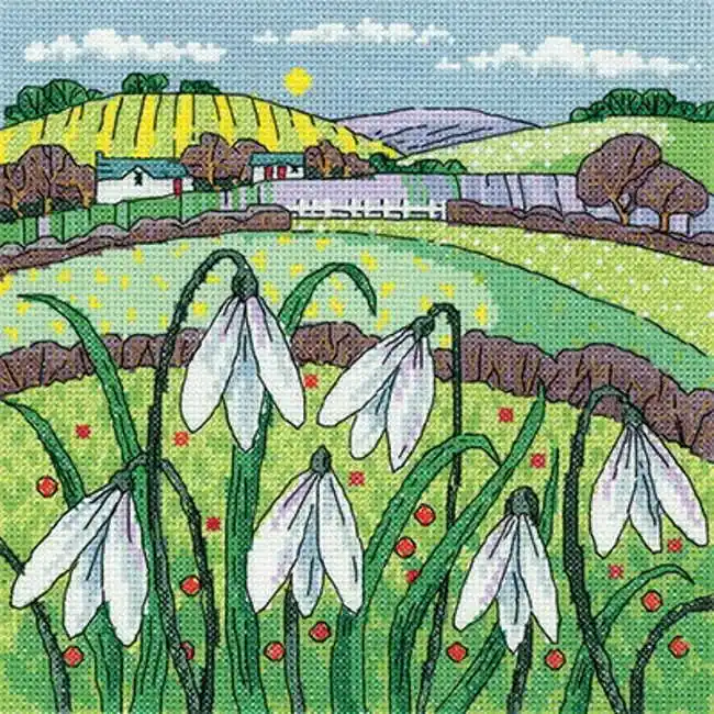 Snowdrop Landscape Cross Stitch Kit by Heritage Crafts While Supplies Last