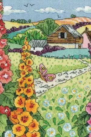 Get Yours Hollyhock Farm Cross Stitch Kit by Heritage Crafts