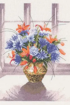 Hot Picks Brass Vase Cross Stitch Kit by Heritage Crafts