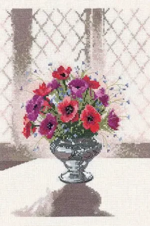 Silver Vase Cross Stitch Kit by Heritage Crafts While Supplies Last