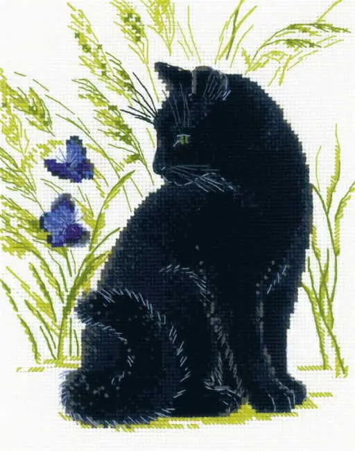 Black Cat Cross Stitch Kit By RIOLIS No Minimum Order