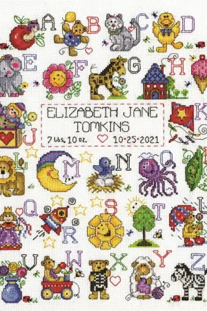 ABC Fun Birth Sampler Cross Stitch Kit By Design Works Bulk Order