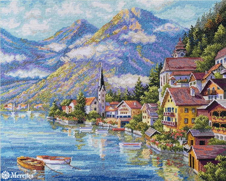 Alpine Village Cross Stitch Kit by Merejka Time-Limited