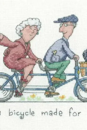 On A Bicycle Made For Three Cross Stitch Kit by Heritage Crafts Price Drop