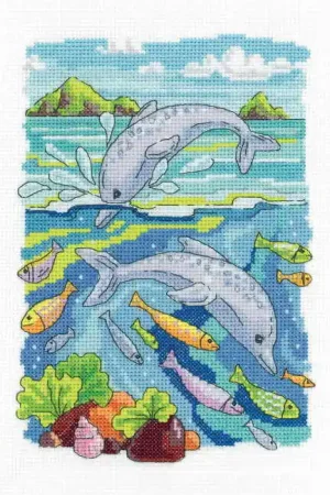 Special Offer Dolphins Cross Stitch Kit by Heritage Crafts