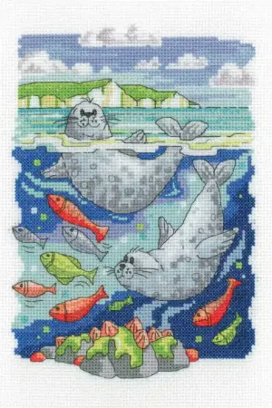 Seals Cross Stitch Kit by Heritage Crafts Weekend Sale