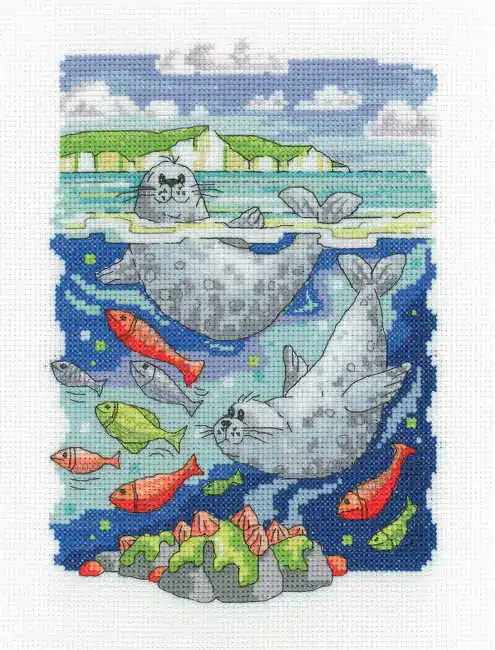Seals Cross Stitch Kit by Heritage Crafts Weekend Sale