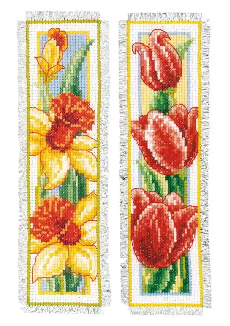 Sale Flowers Bookmark Cross Stitch Kit By Vervaco