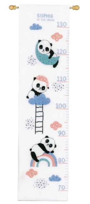 Free Delivery Panda Bears Go To Sleep Height Chart Cross Stitch Kit By Vervaco