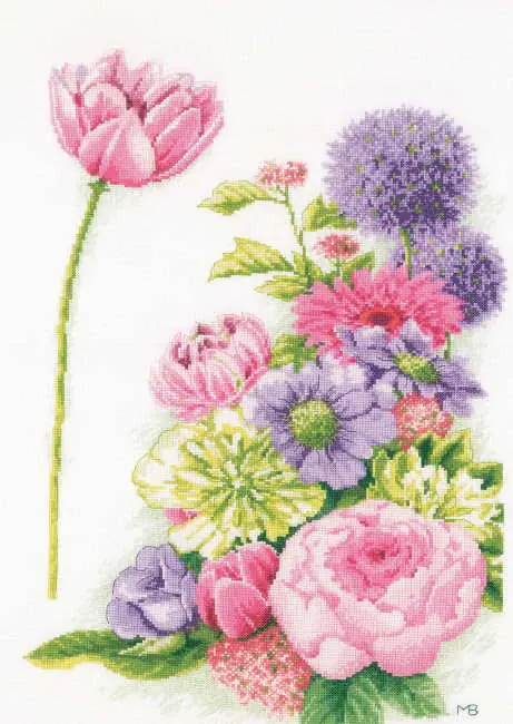 Best Seller Floral Cotton Candy Cross Stitch Kit By Lanarte