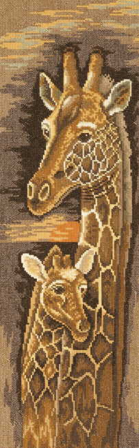 Budget Mother and Baby Giraffe Cross Stitch Kit By Lanarte
