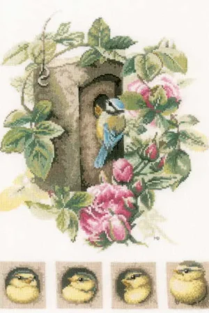 Birdhouse with Roses Cross Stitch Kit By Lanarte Limited Edition