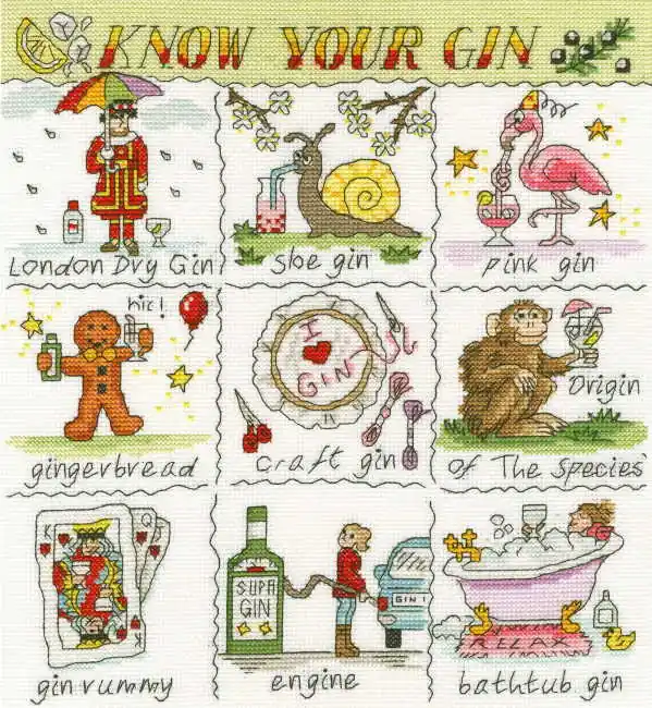 Know Your Gin Cross Stitch Kit By Bothy Threads Last Chance