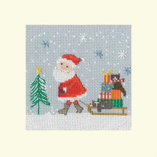 Delivery by Sledge Cross Stitch Christmas Card Kit by Bothy Threads Final Sale