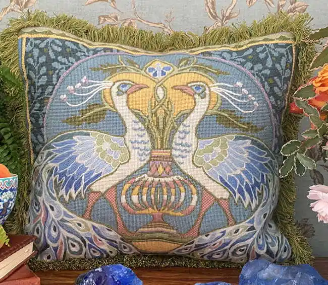 Crafted White Peacocks Tapestry Needlepoint Kit by Glorafilia