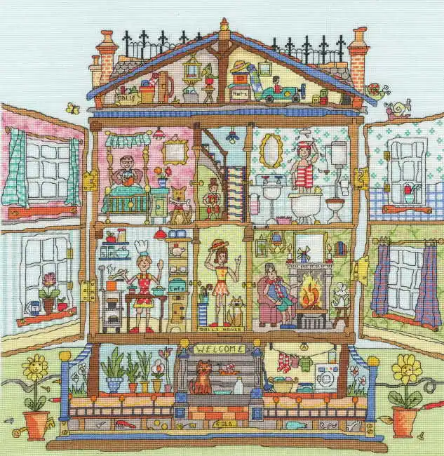 New Arrival Cut Thru Dolls House Cross Stitch Kit by Bothy Threads