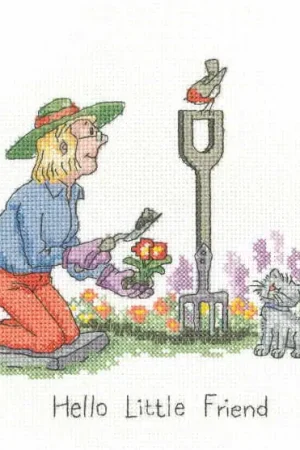 Hello Little Friend Cross Stitch Kit by Heritage Crafts Next Day Delivery