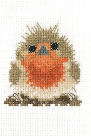 Rufus Robin Cross Stitch Kit by Heritage Crafts Express Delivery