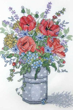 Poppies Printed Cross Stitch Kit by Janlynn Limited Edition