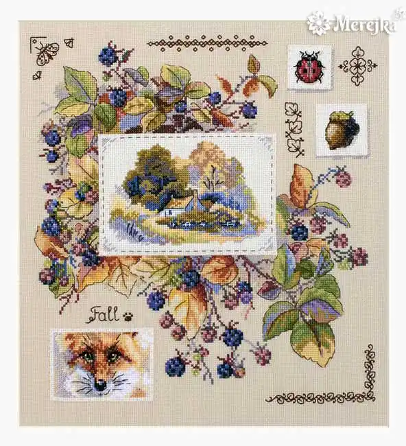 Same Day Shipping Autumn Sampler Cross Stitch Kit by Merejka
