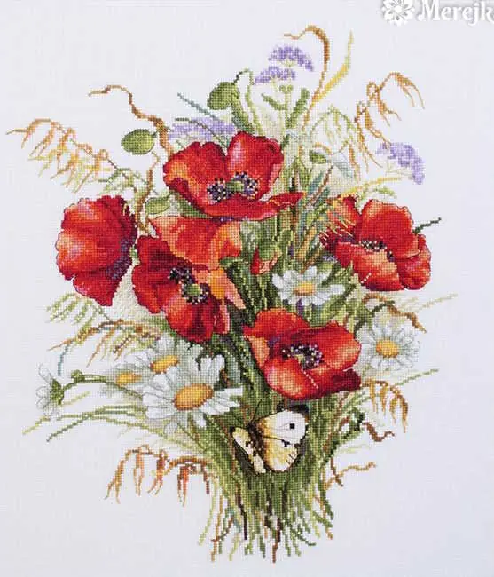 Poppies and Oats Cross Stitch Kit by Merejka Last Chance