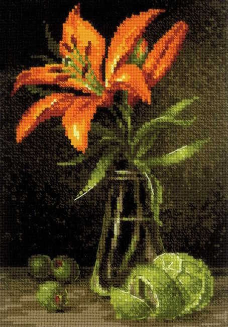 Lily and Lime Cross Stitch Kit By RIOLIS Luxury