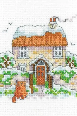 Winter Cottage Cross Stitch Kit by Heritage Crafts Luxury