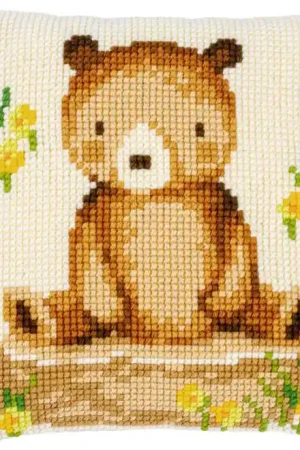 Sale Forest Animals Printed Cross Stitch Cushion Kit by Vervaco