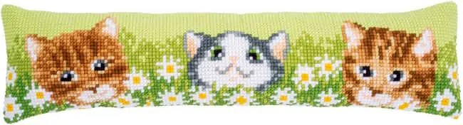 Cats Among Daisies Printed Cross Stitch Cushion Kit by Vervaco Cheap