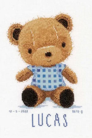 Teddy Bear Birth Sampler Cross Stitch Kit By Vervaco Original