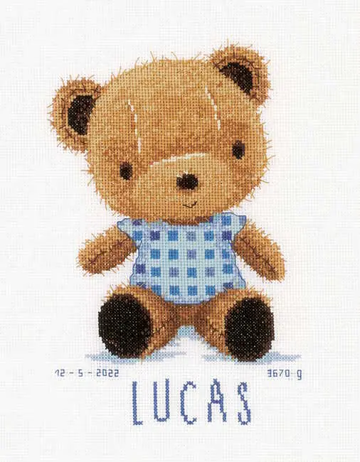 Teddy Bear Birth Sampler Cross Stitch Kit By Vervaco Original