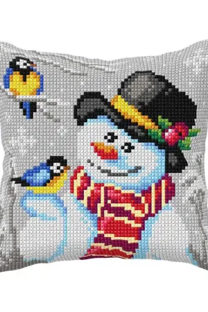 Snowman Printed Cross Stitch Cushion Kit by Orchidea Cheap